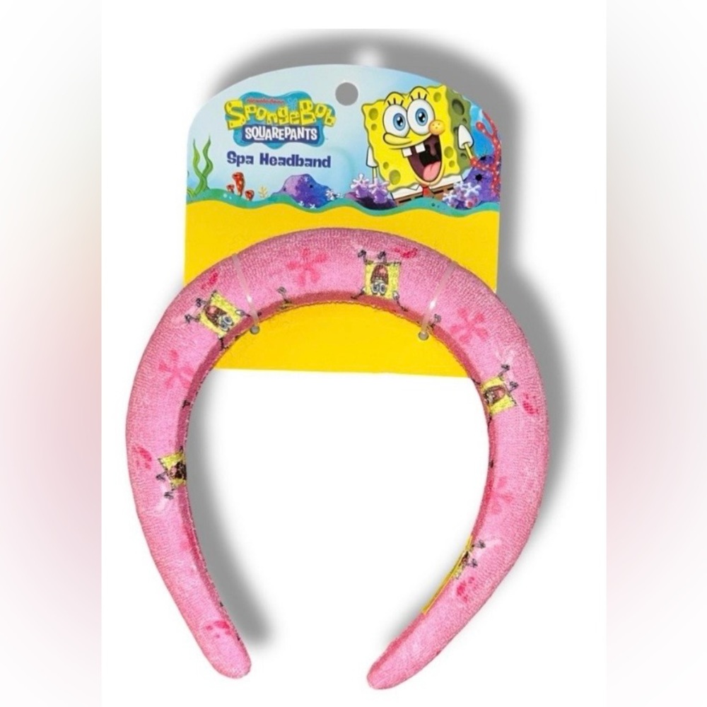 SpongeBob SquarePants Pink Plush Headband with Character Print